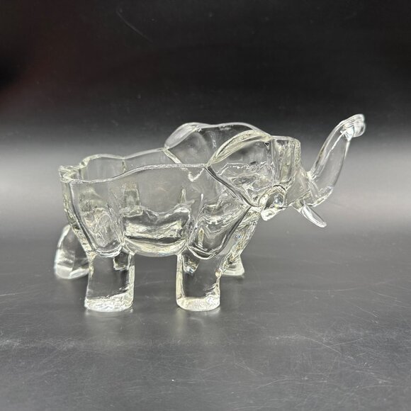 Vintage Clear Glass Elephant Figurine Trinket Dish Jewelry Key Holder Candy - Picture 4 of 9